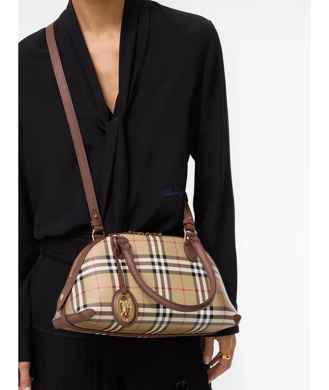 BURBERRY Бежевая сумка тоут из канвы, фото 3