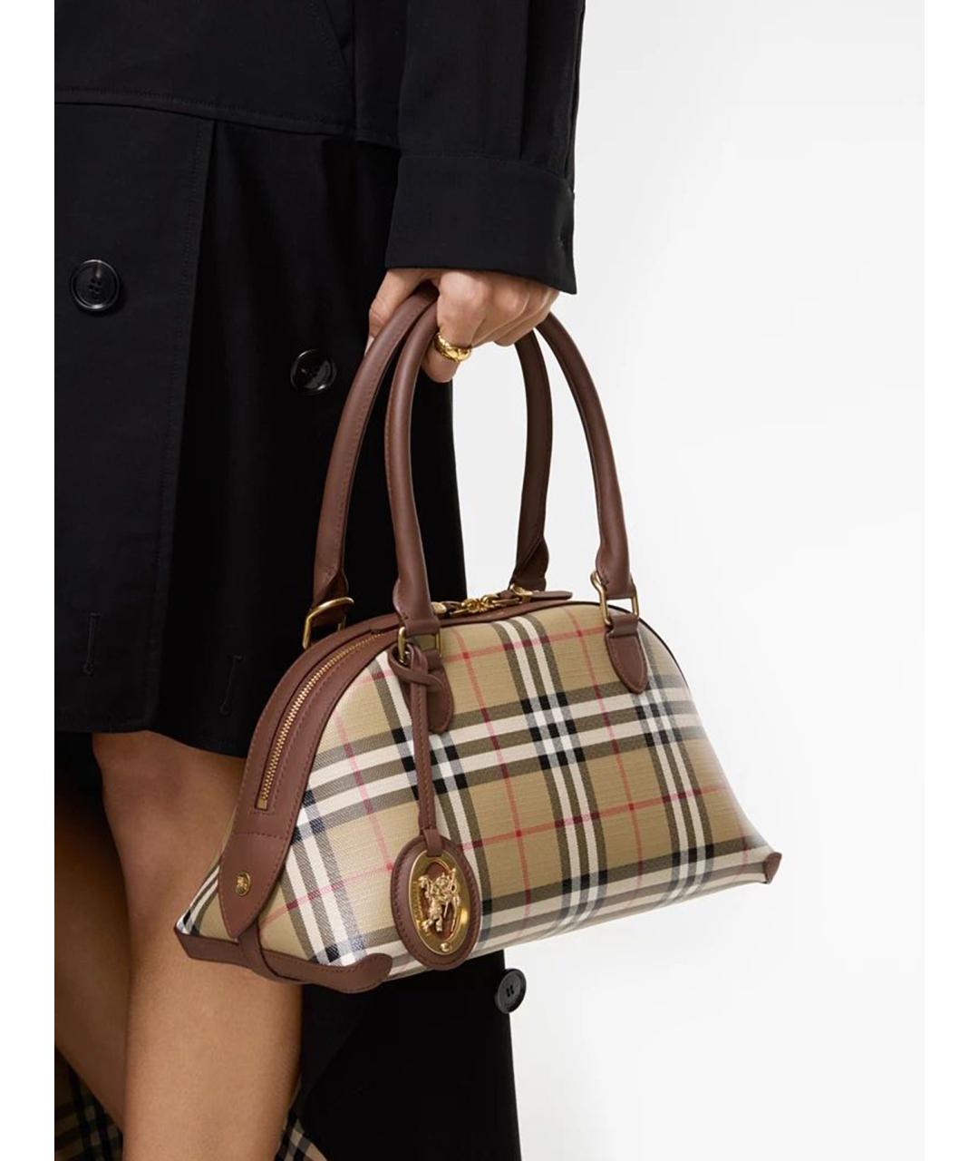 BURBERRY Бежевая сумка тоут из канвы, фото 4