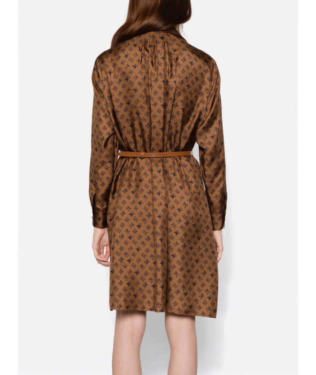 MAX MARA Коричневое шелковое повседневное платье, фото 3