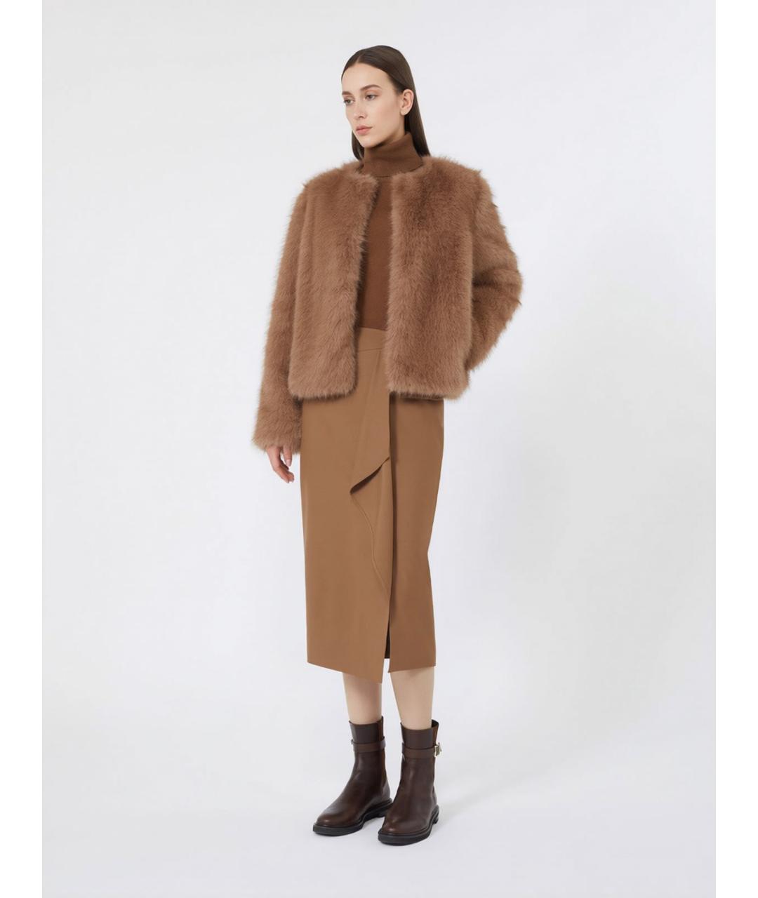 MAX MARA STUDIO Бежевая шерстяная юбка миди, фото 2