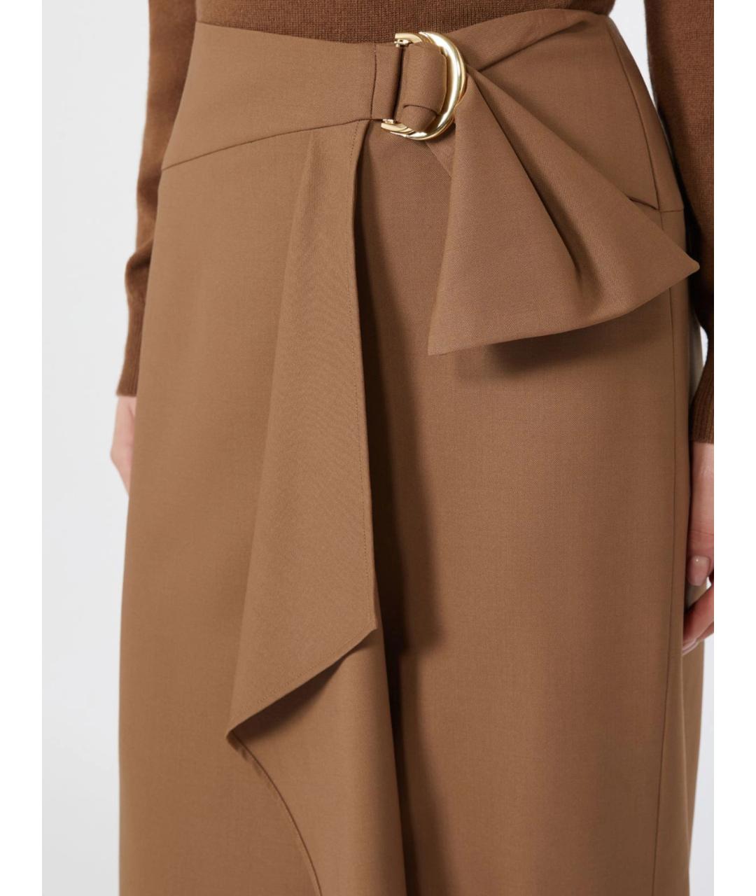 MAX MARA STUDIO Бежевая шерстяная юбка миди, фото 5