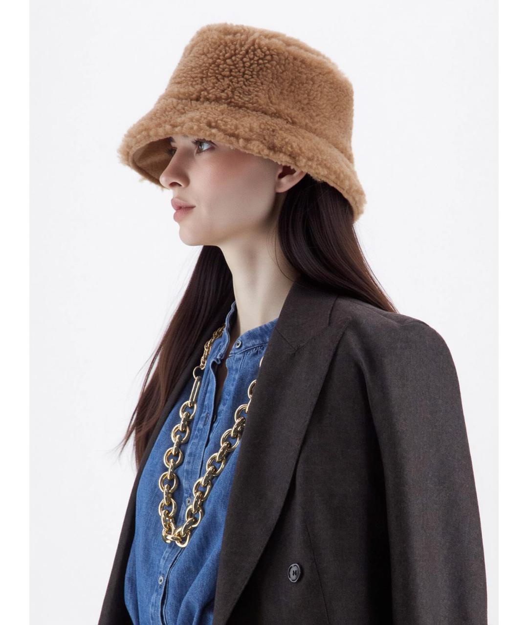 MAX MARA Бежевая шерстяная панама, фото 3