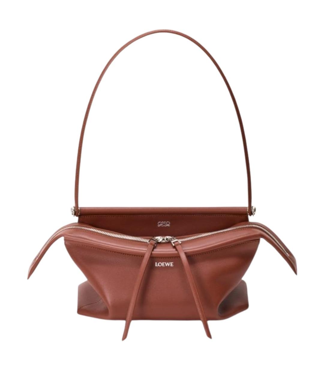 LOEWE Коричневая кожаная сумка через плечо, фото 1