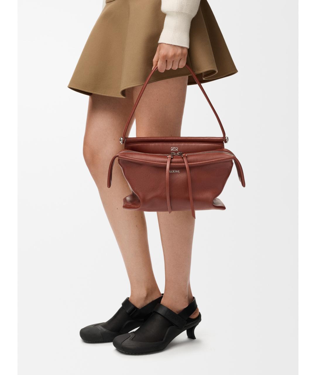 LOEWE Коричневая кожаная сумка через плечо, фото 3