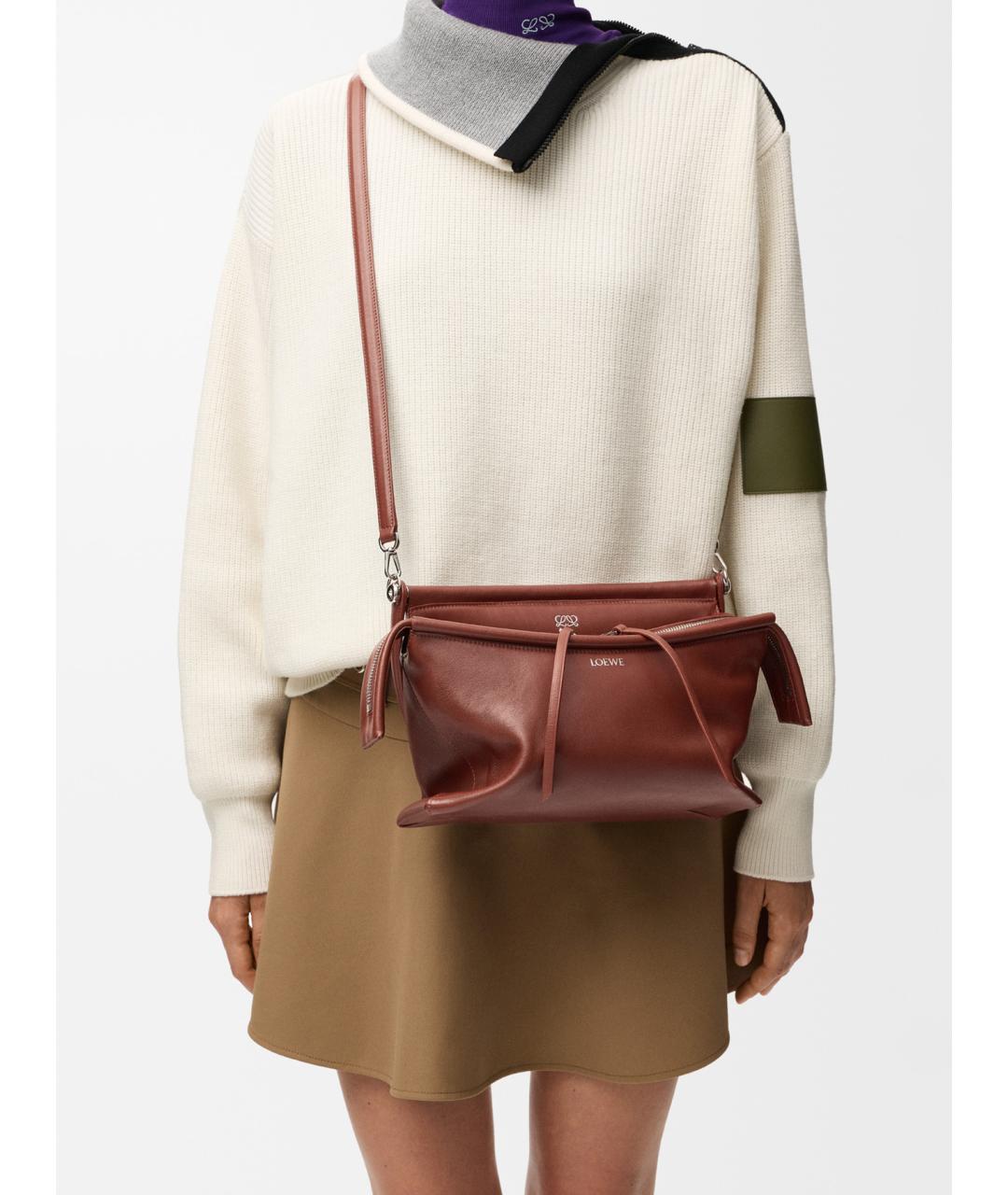 LOEWE Коричневая кожаная сумка через плечо, фото 2