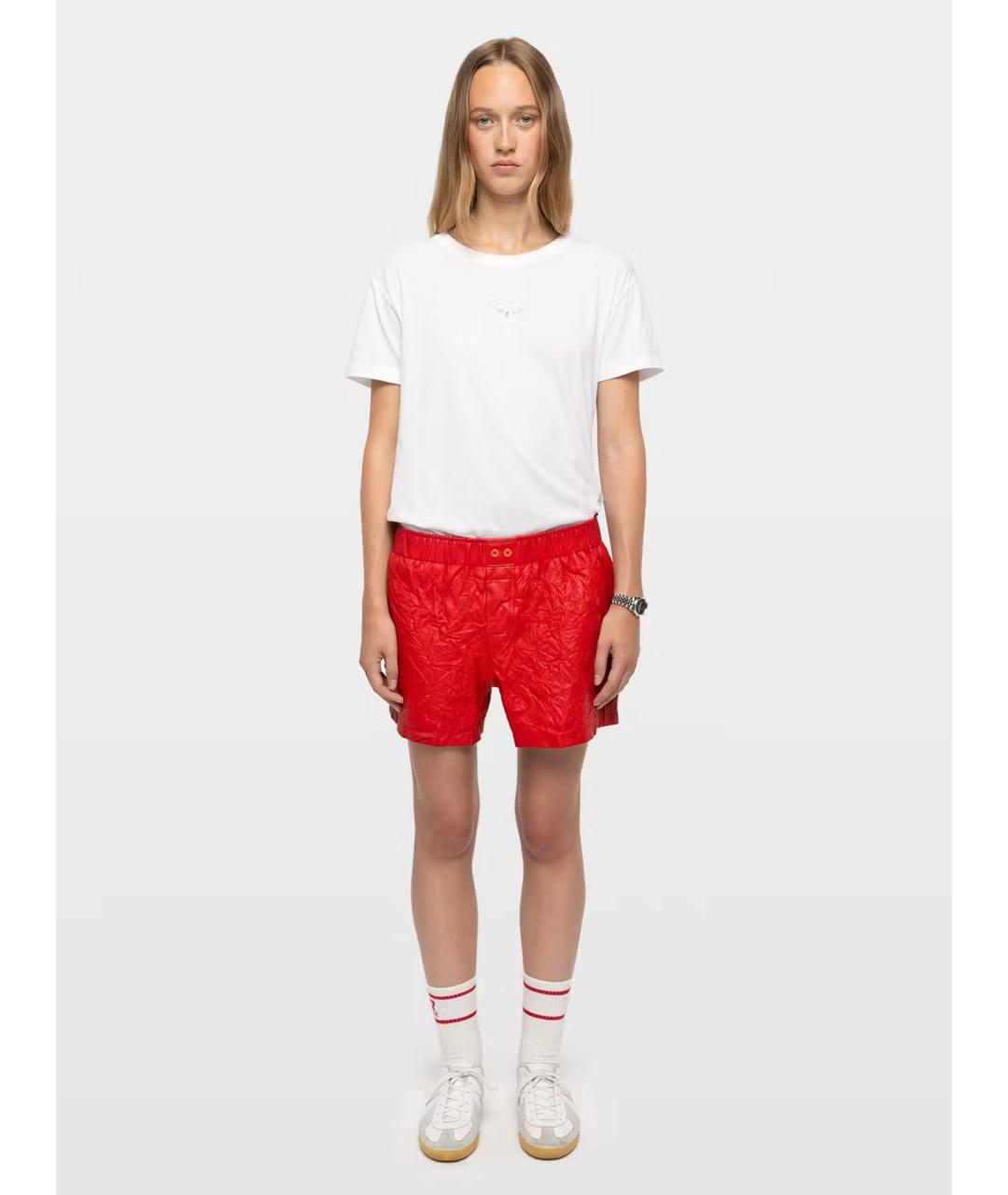 ZADIG & VOLTAIRE Красные кожаные шорты, фото 2
