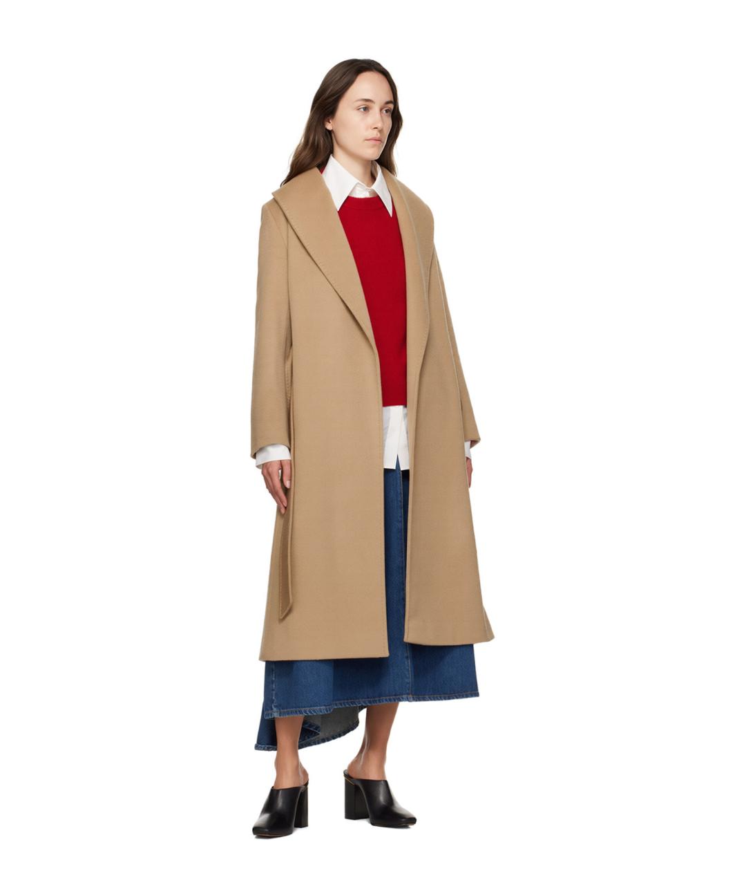 MAX MARA STUDIO Бежевое шерстяное пальто, фото 4