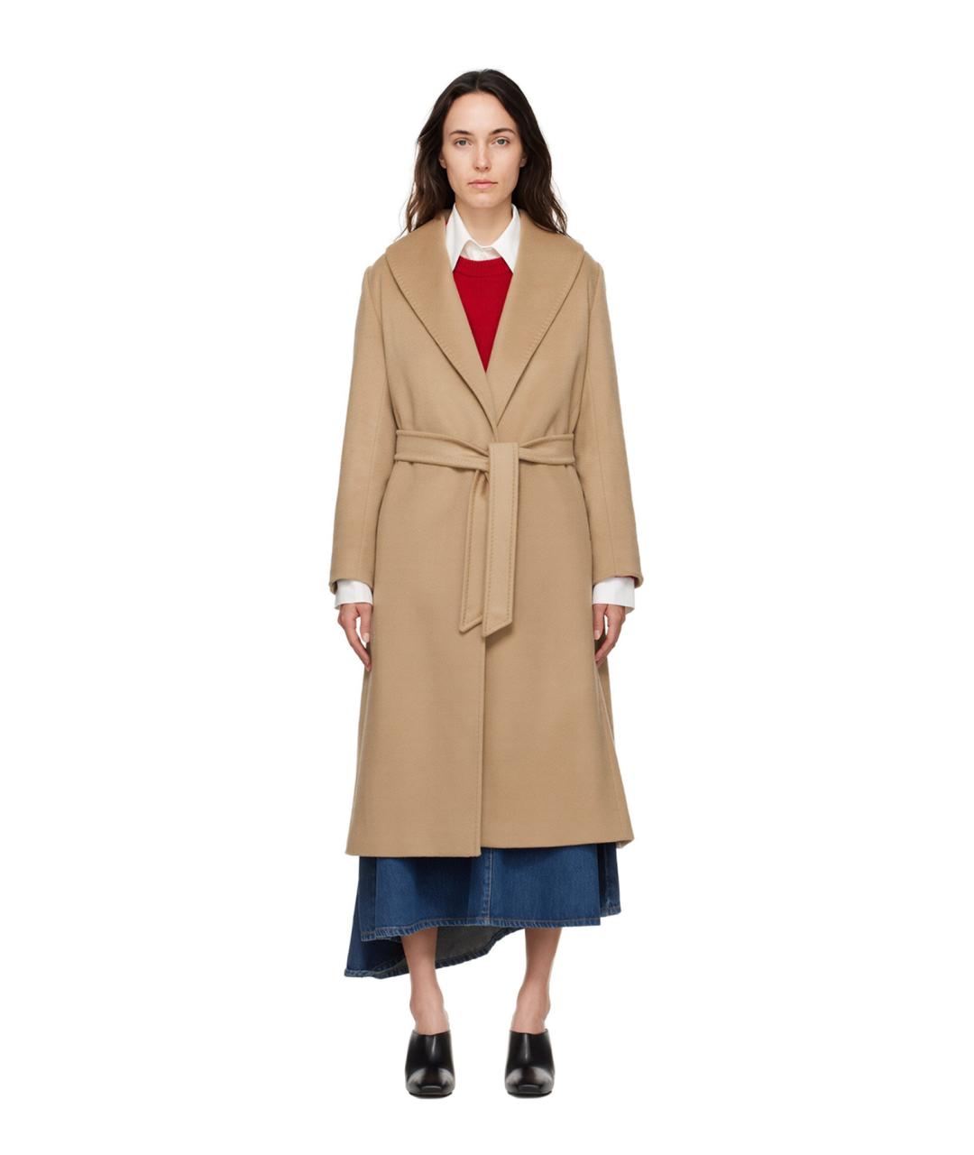 MAX MARA STUDIO Бежевое шерстяное пальто, фото 5
