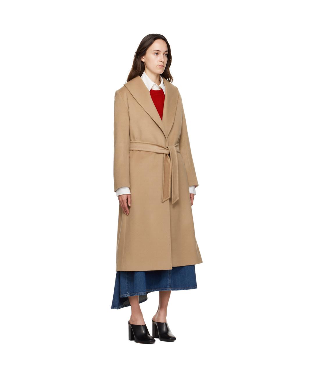 MAX MARA STUDIO Бежевое шерстяное пальто, фото 2