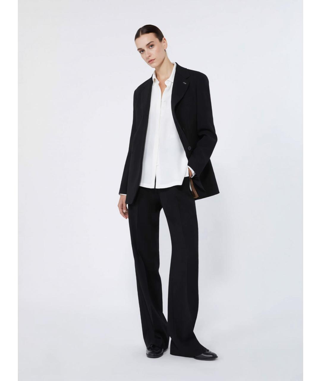 MAX MARA Черные шерстяные прямые брюки, фото 2