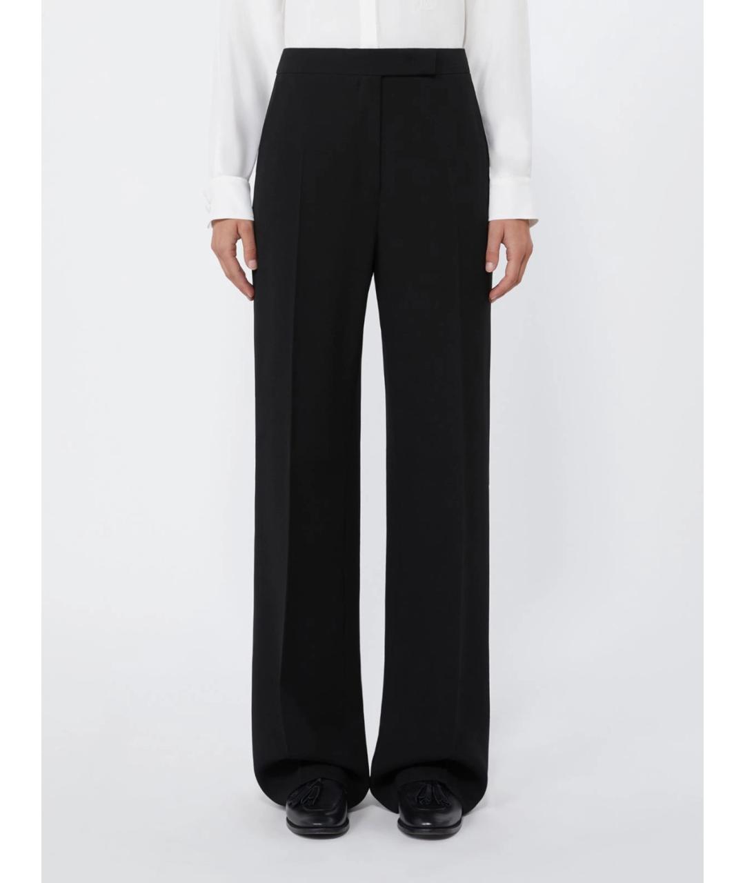 MAX MARA Черные шерстяные прямые брюки, фото 3