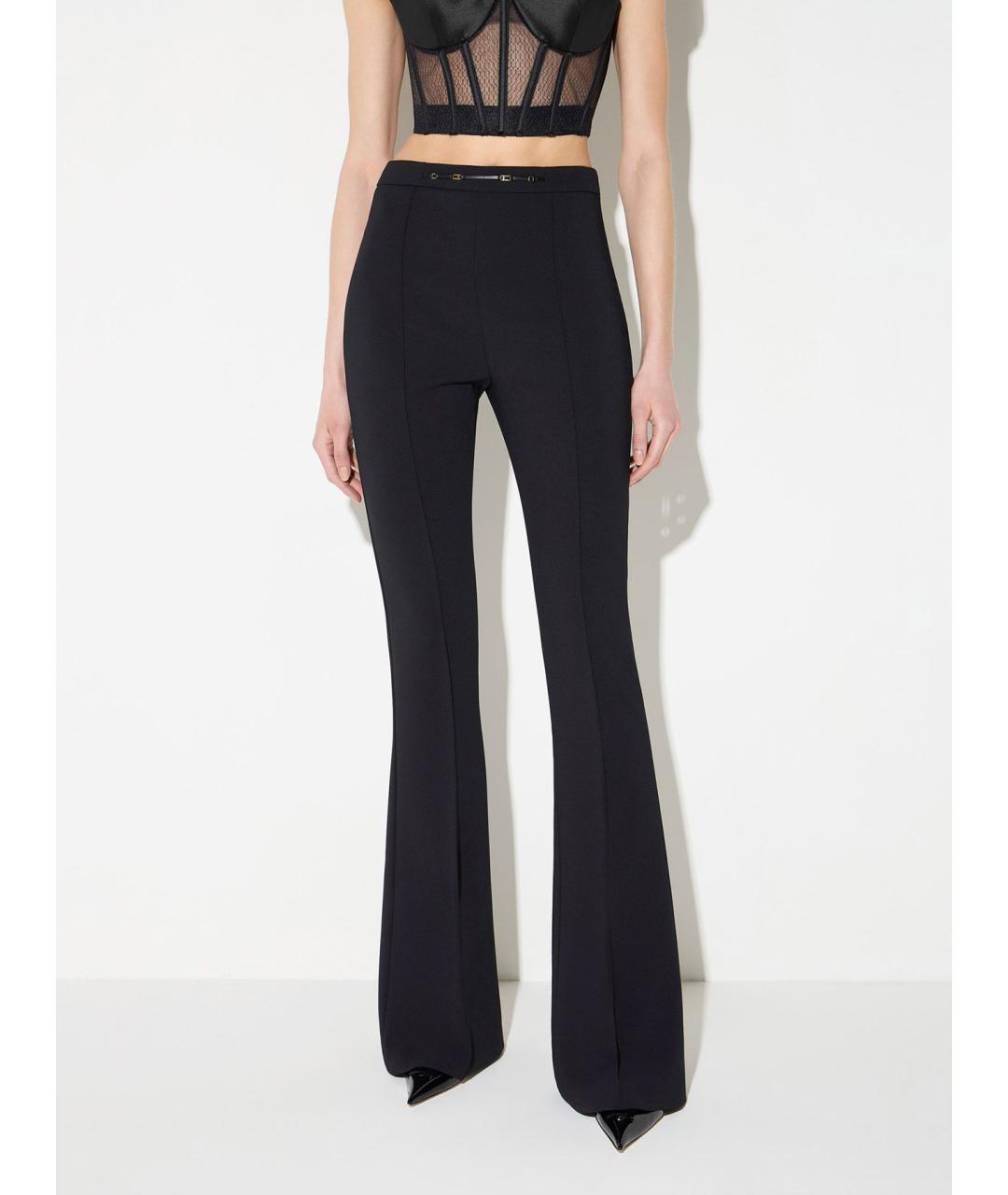 ELISABETTA FRANCHI Черные полиэстеровые прямые брюки, фото 3