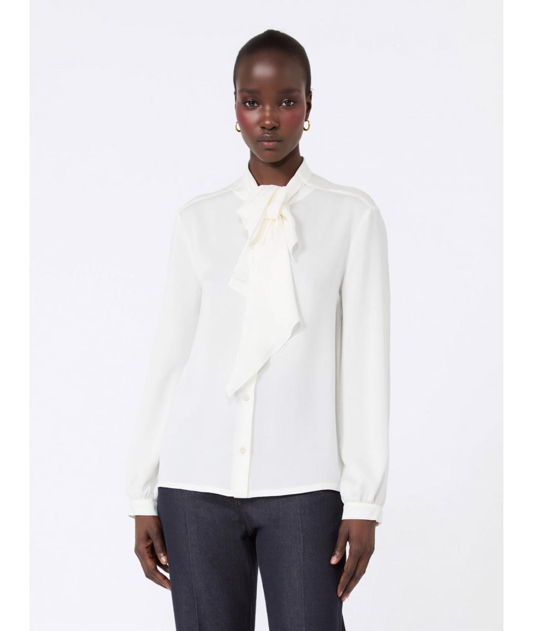 MAX MARA Белая шелковая блузы, фото 3
