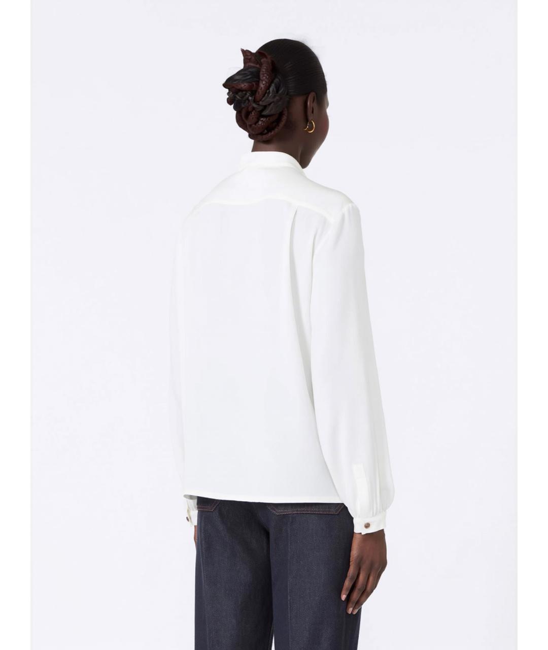 MAX MARA Белая шелковая блузы, фото 4