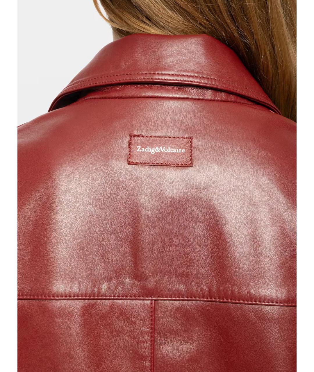 ZADIG & VOLTAIRE Бордовая кожаная куртка, фото 5