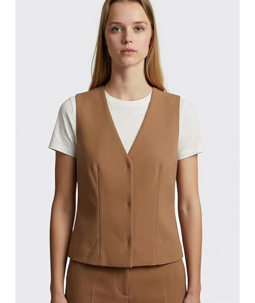 MAX MARA STUDIO Коричневый полиэстеровый жилет, фото 2