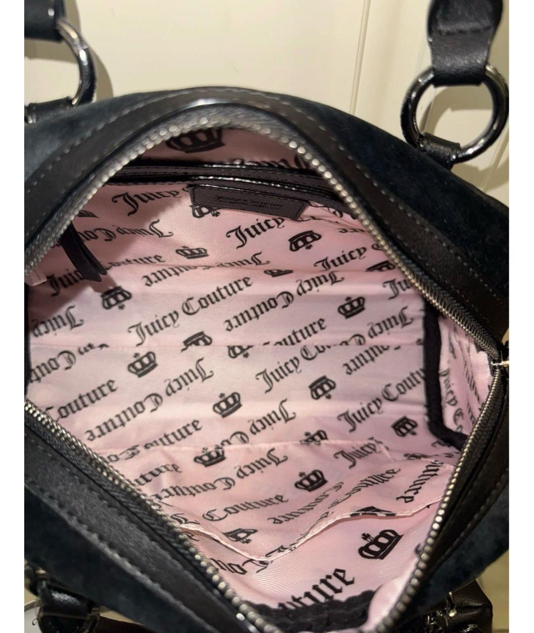 JUICY COUTURE Черная бархатная сумка с короткими ручками, фото 4