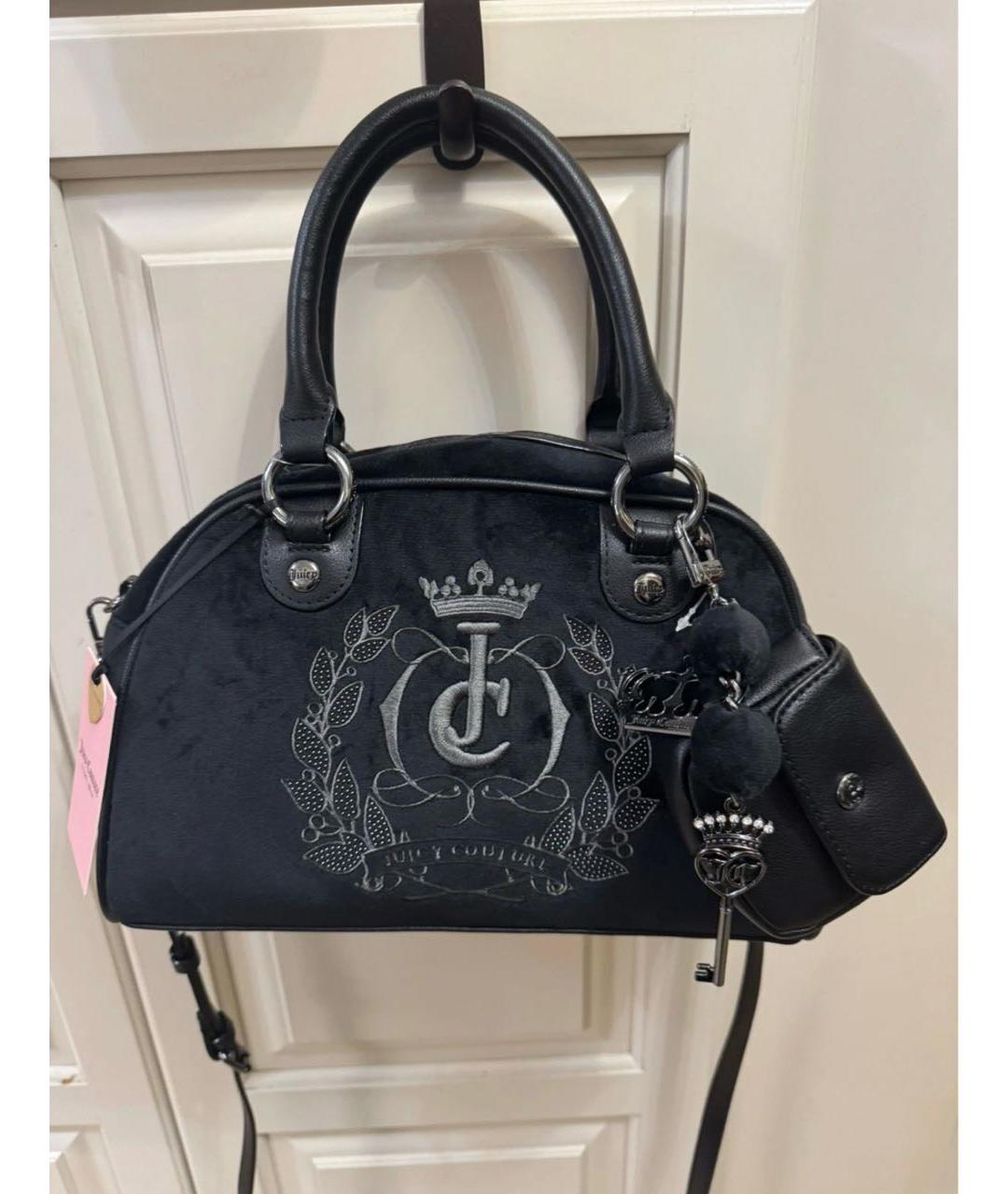 JUICY COUTURE Черная бархатная сумка с короткими ручками, фото 5