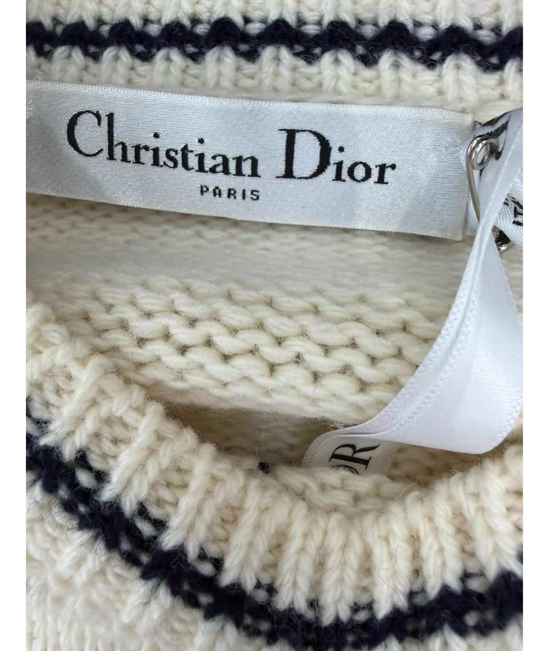 CHRISTIAN DIOR Бежевый шерстяной джемпер / свитер, фото 4