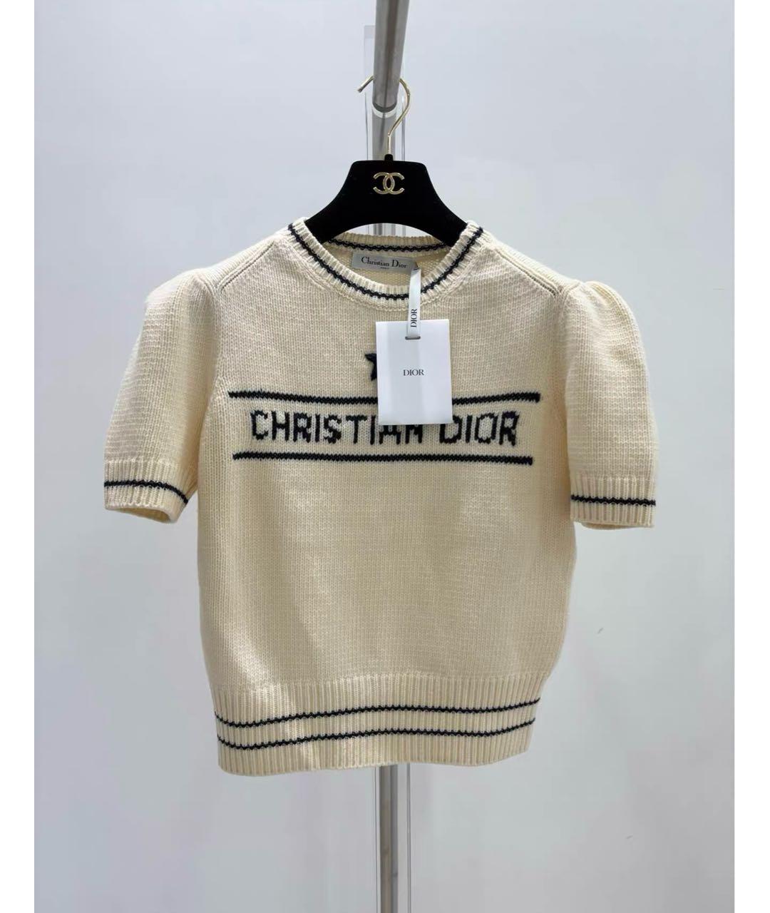 CHRISTIAN DIOR Бежевый шерстяной джемпер / свитер, фото 2