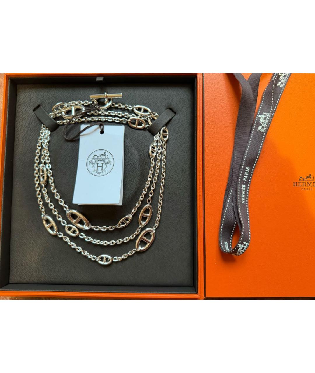 HERMES Серебряное серебряное колье, фото 6