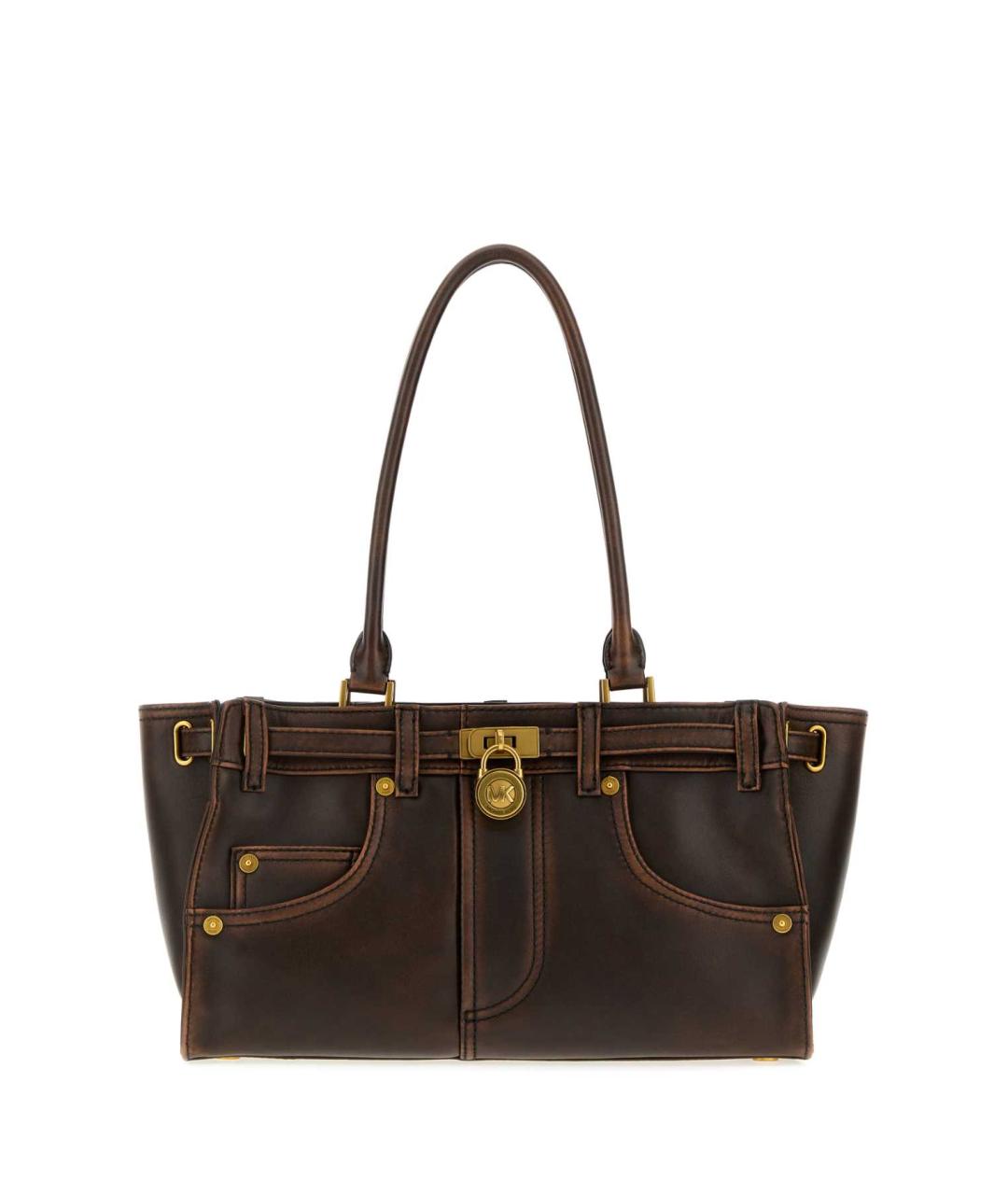 MICHAEL KORS Коричневая кожаная сумка с короткими ручками, фото 1