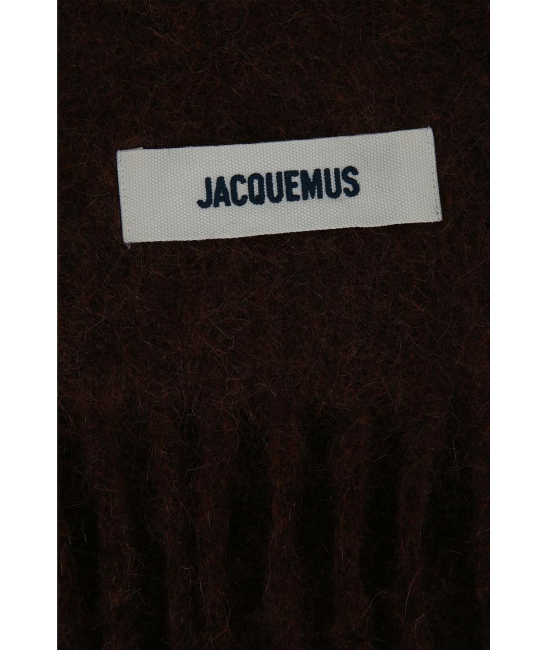 JACQUEMUS Коричневый шерстяной шарф, фото 2