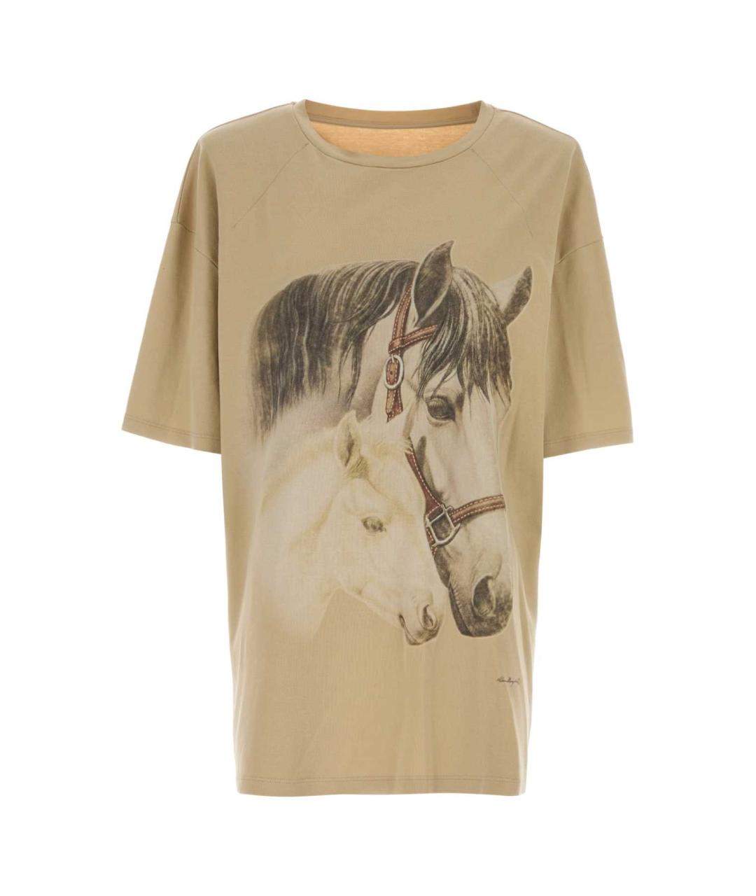 MM6 MAISON MARGIELA Бежевая хлопковая футболка, фото 1