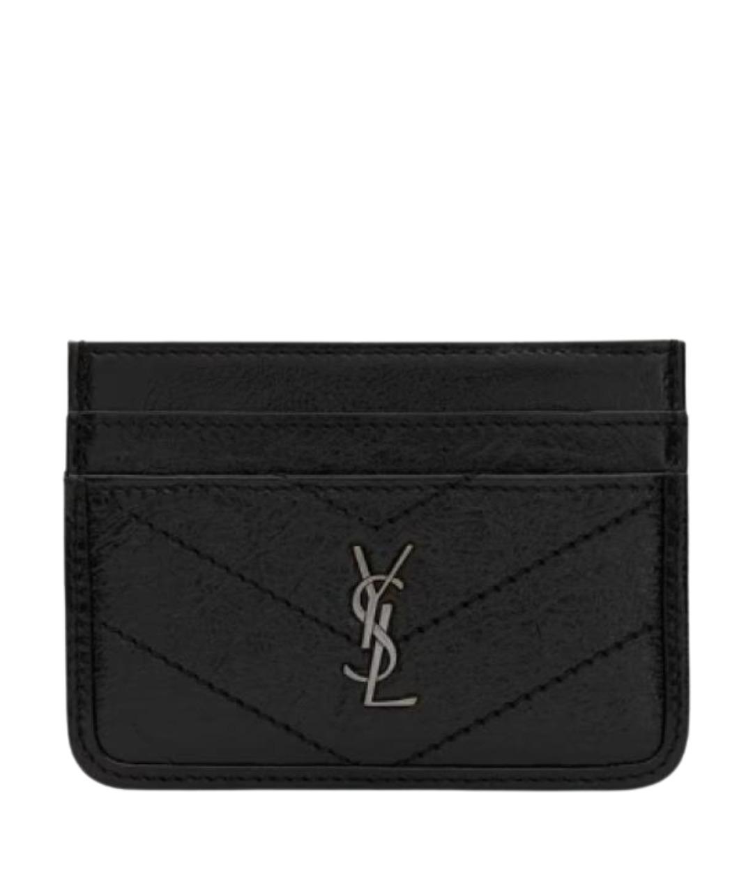 SAINT LAURENT Черный кожаный кардхолдер, фото 1