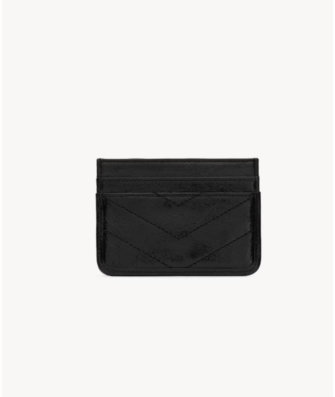 SAINT LAURENT Черный кожаный кардхолдер, фото 2