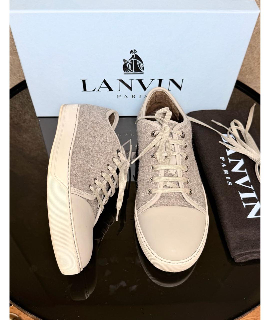 LANVIN Серые текстильные низкие кроссовки / кеды, фото 7