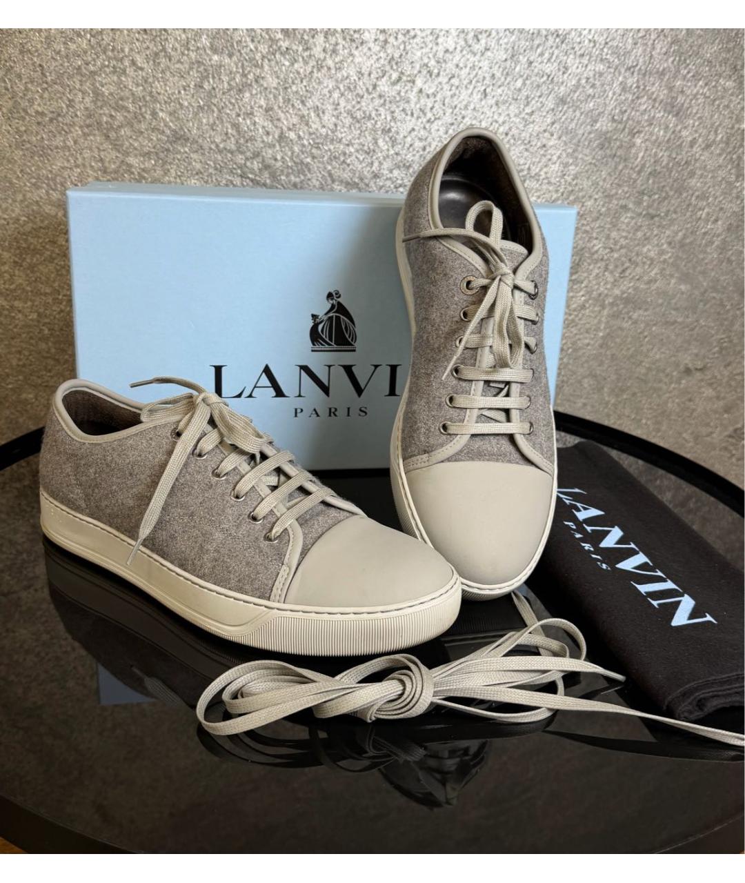 LANVIN Серые текстильные низкие кроссовки / кеды, фото 5