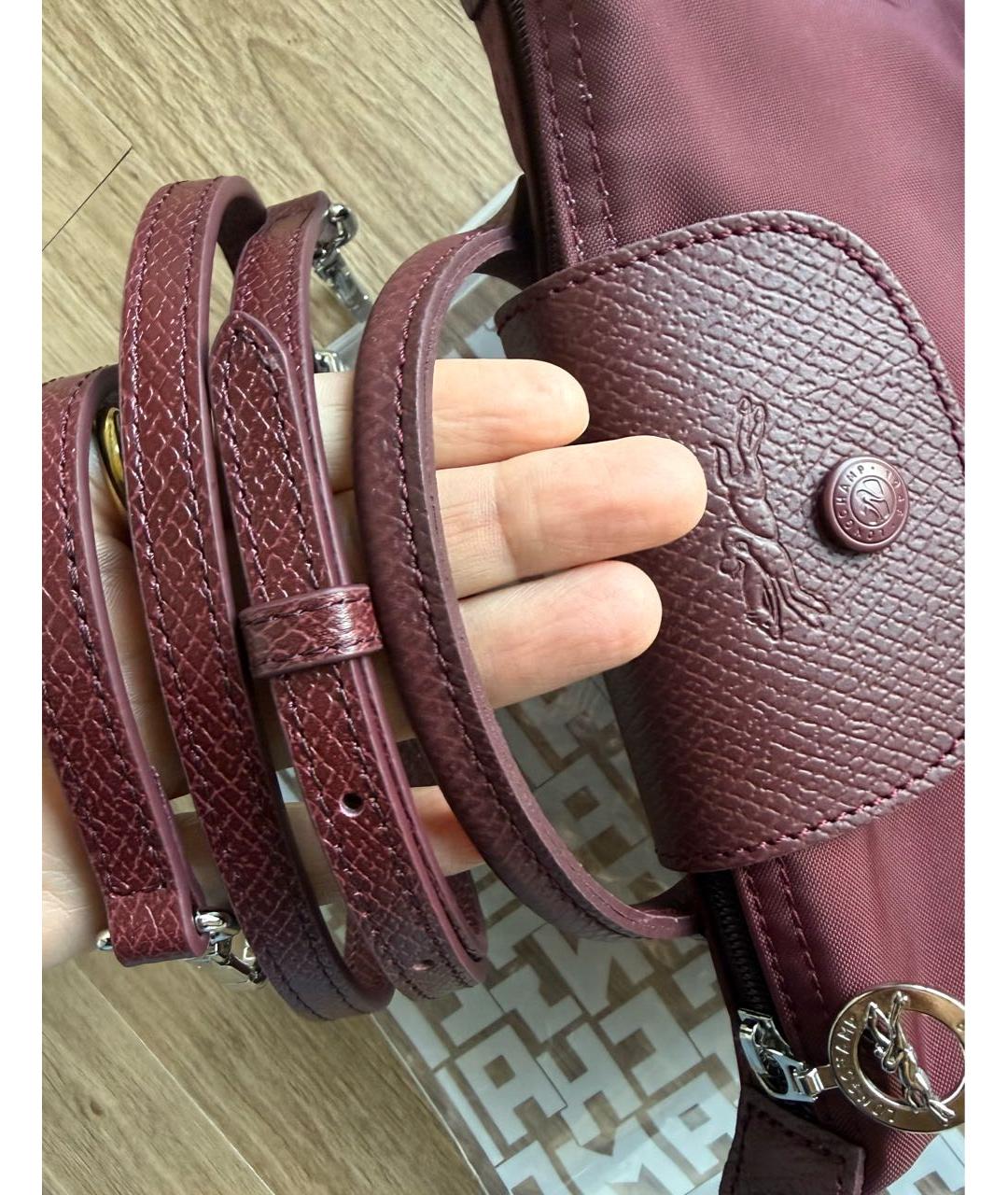 LONGCHAMP Бордовая сумка с короткими ручками из канвы, фото 7