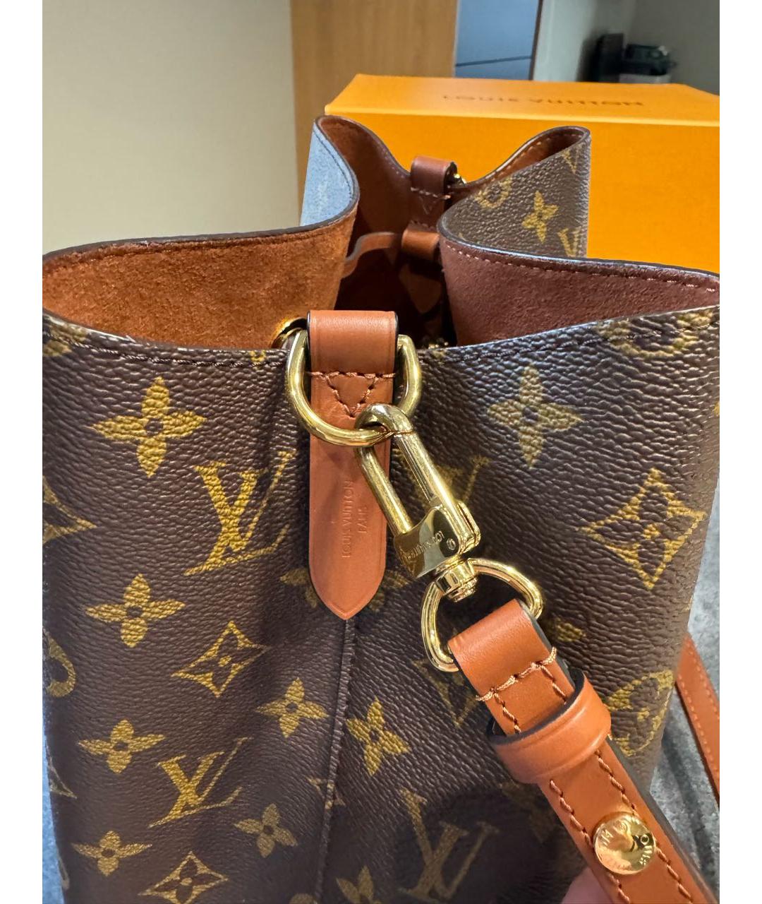 LOUIS VUITTON Коричневая кожаная сумка через плечо, фото 7