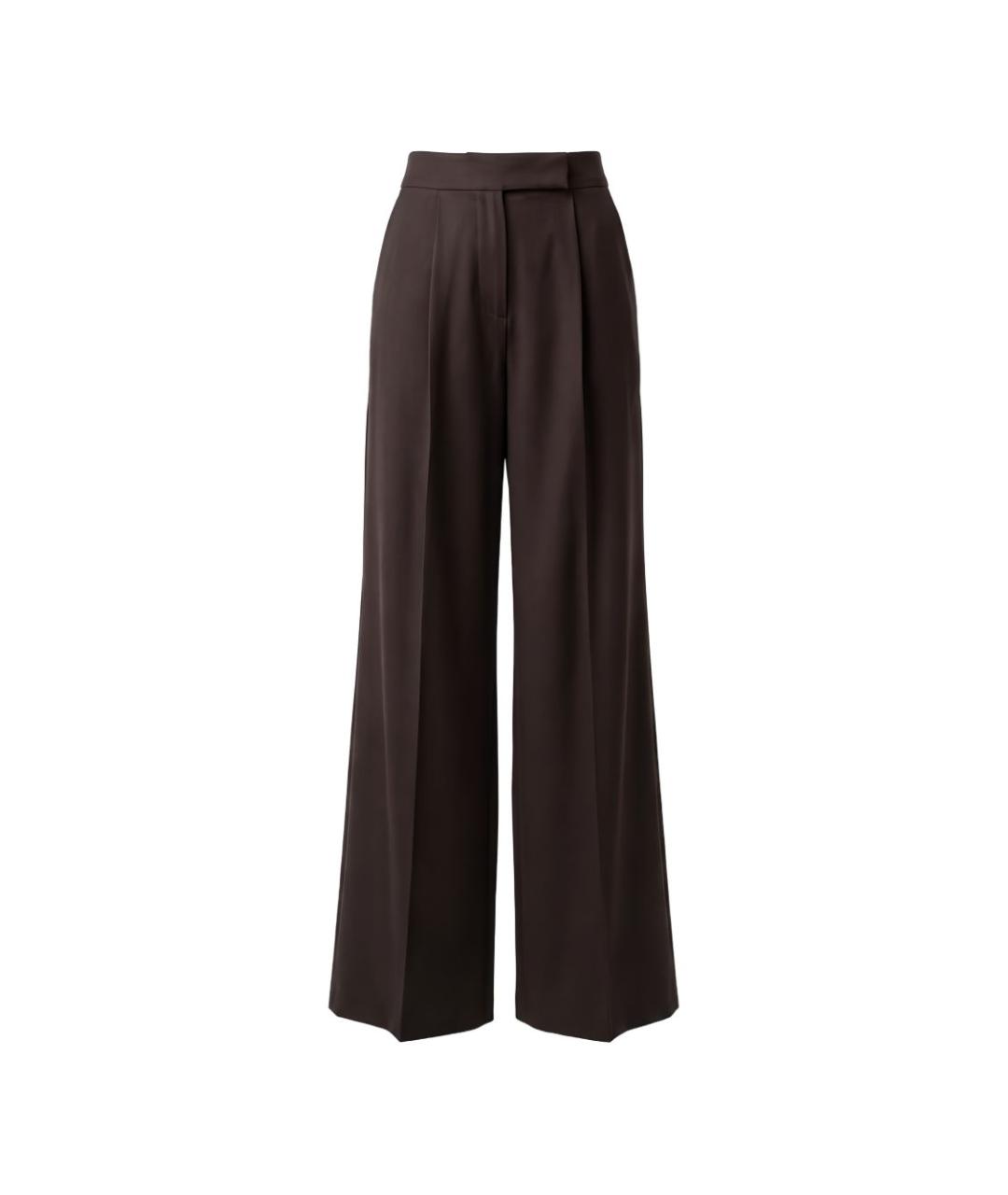 MAX MARA Коричневые шерстяные прямые брюки, фото 1