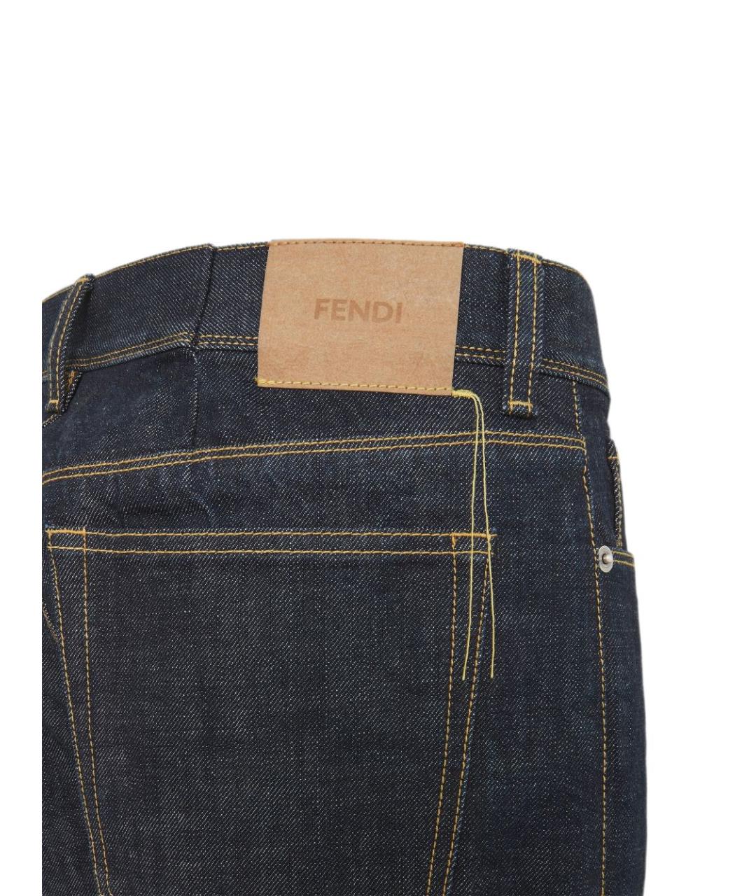 FENDI Синие хлопок-полиэтиленовые прямые джинсы, фото 2