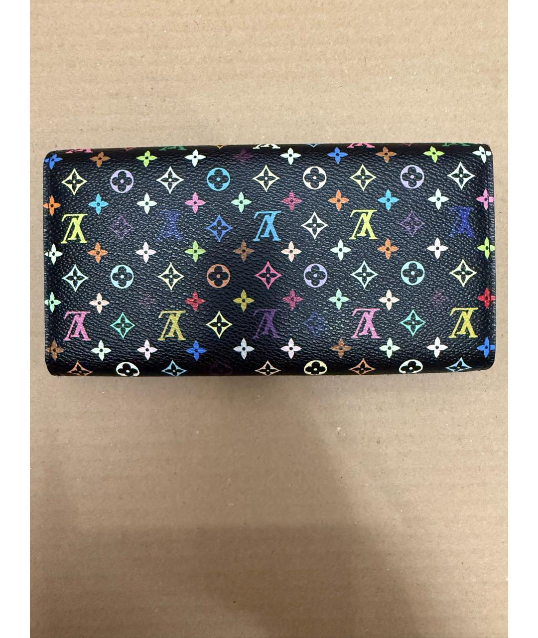 LOUIS VUITTON Черный кожаный кошелек, фото 3