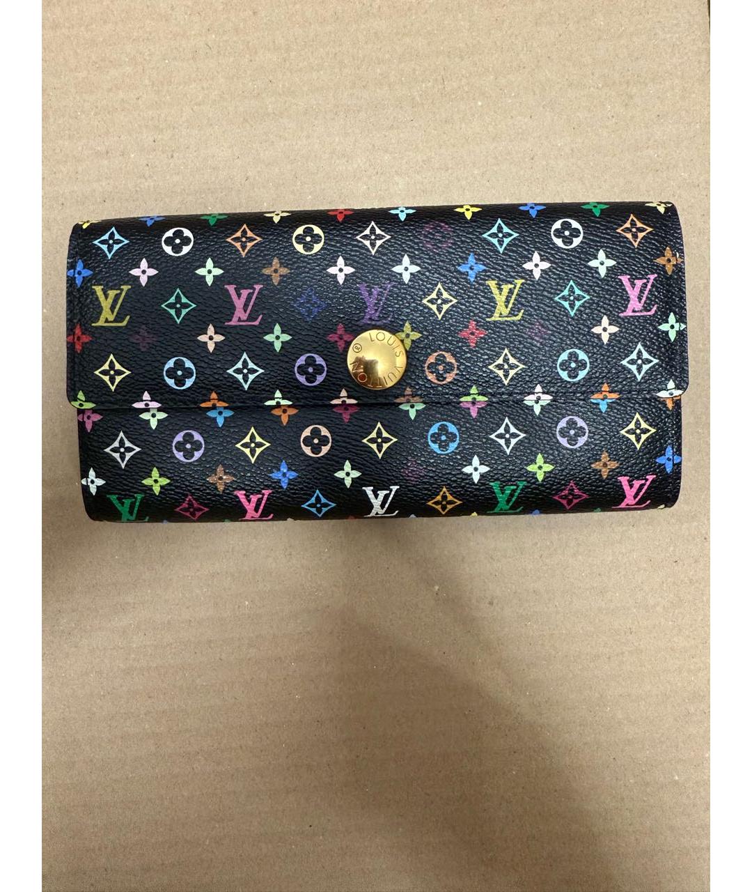 LOUIS VUITTON Черный кожаный кошелек, фото 9