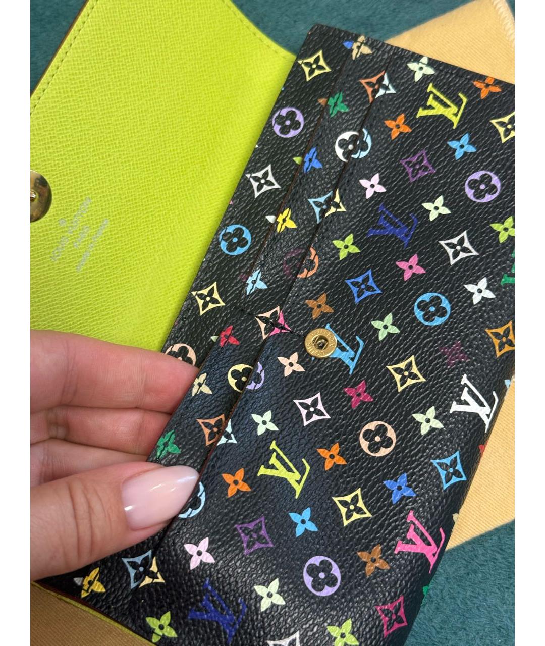 LOUIS VUITTON Черный кожаный кошелек, фото 5