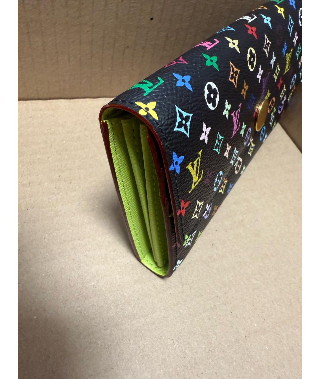 LOUIS VUITTON Черный кожаный кошелек, фото 2