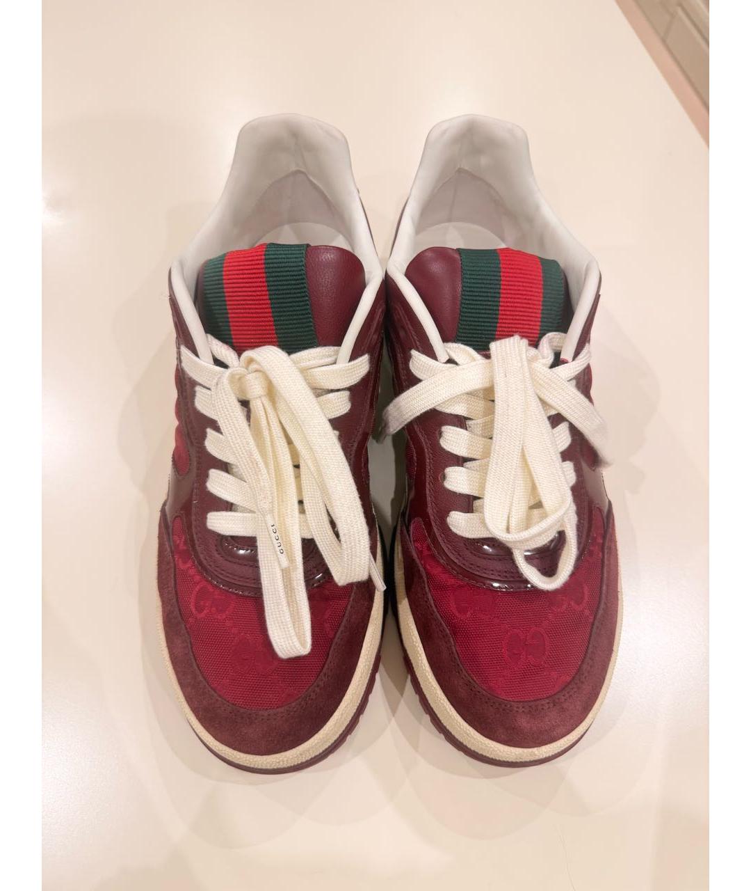GUCCI Бордовые текстильные кеды, фото 2