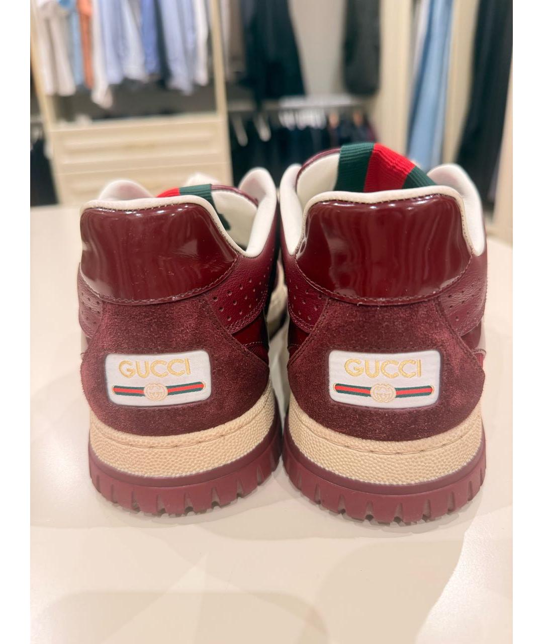 GUCCI Бордовые текстильные кеды, фото 3