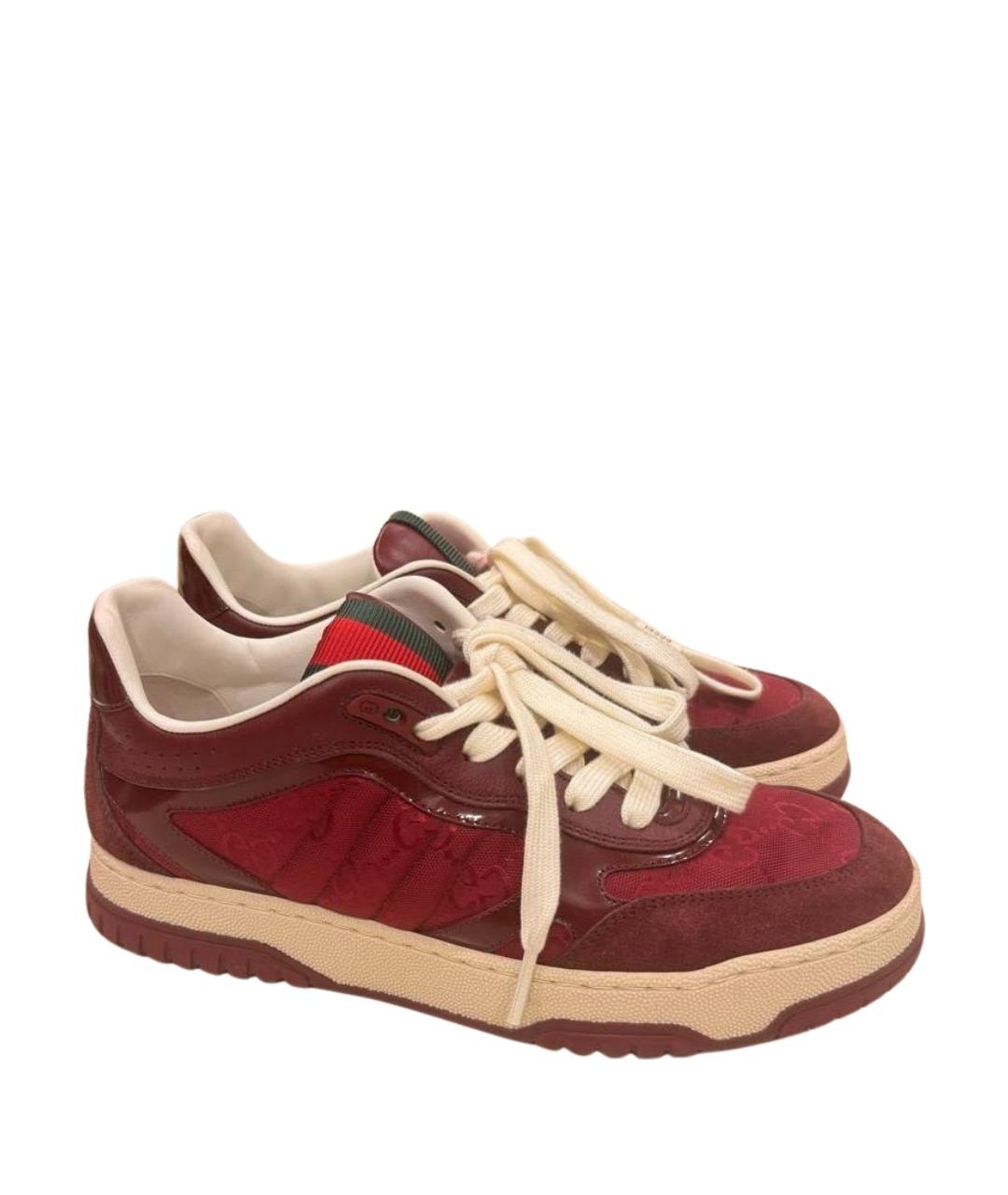 GUCCI Бордовые текстильные кеды, фото 1
