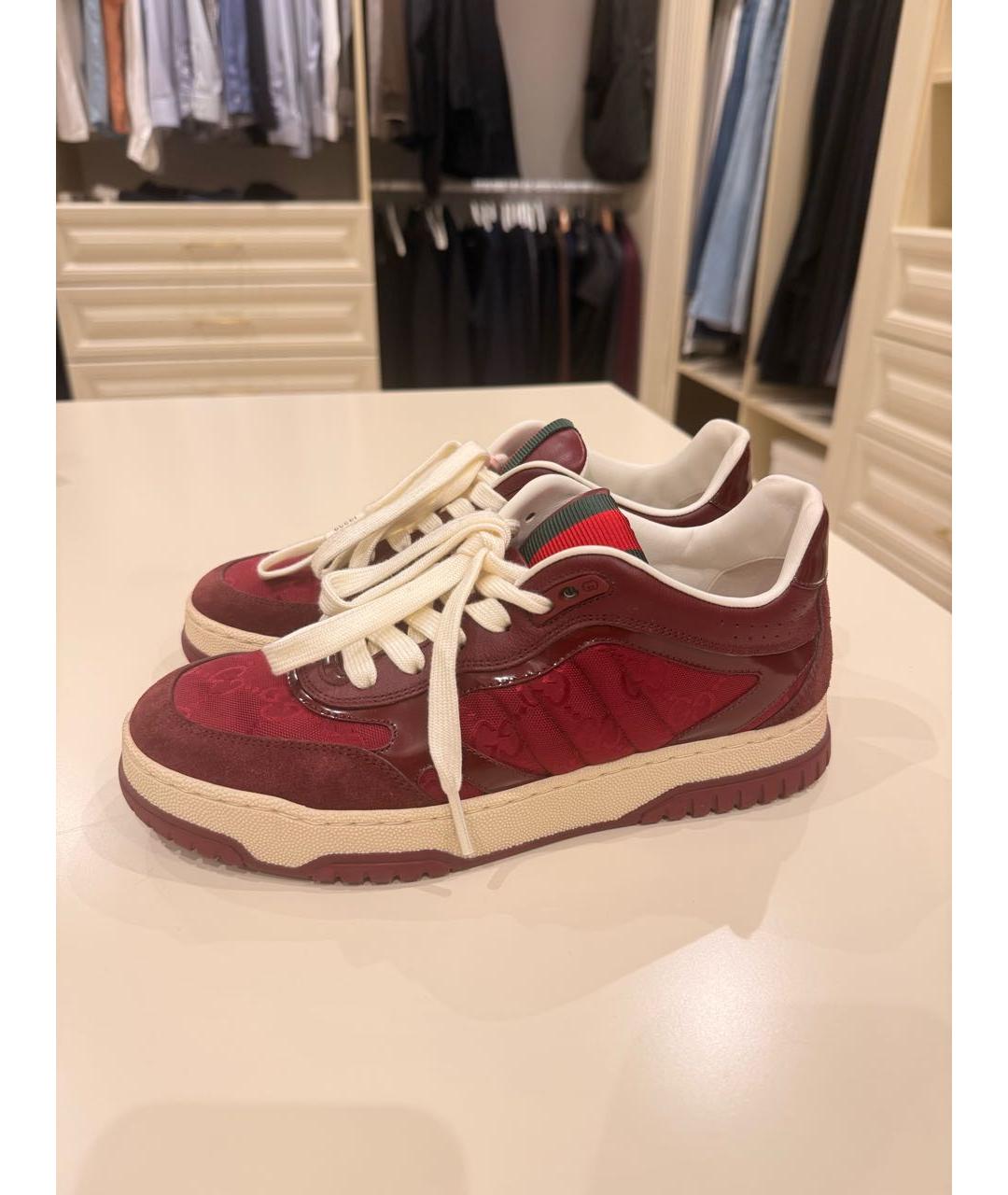 GUCCI Бордовые текстильные кеды, фото 8