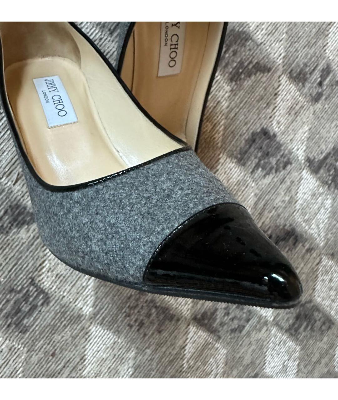 JIMMY CHOO Серые текстильные босоножки, фото 6