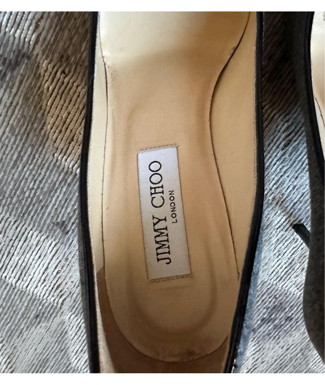 JIMMY CHOO Серые текстильные босоножки, фото 4