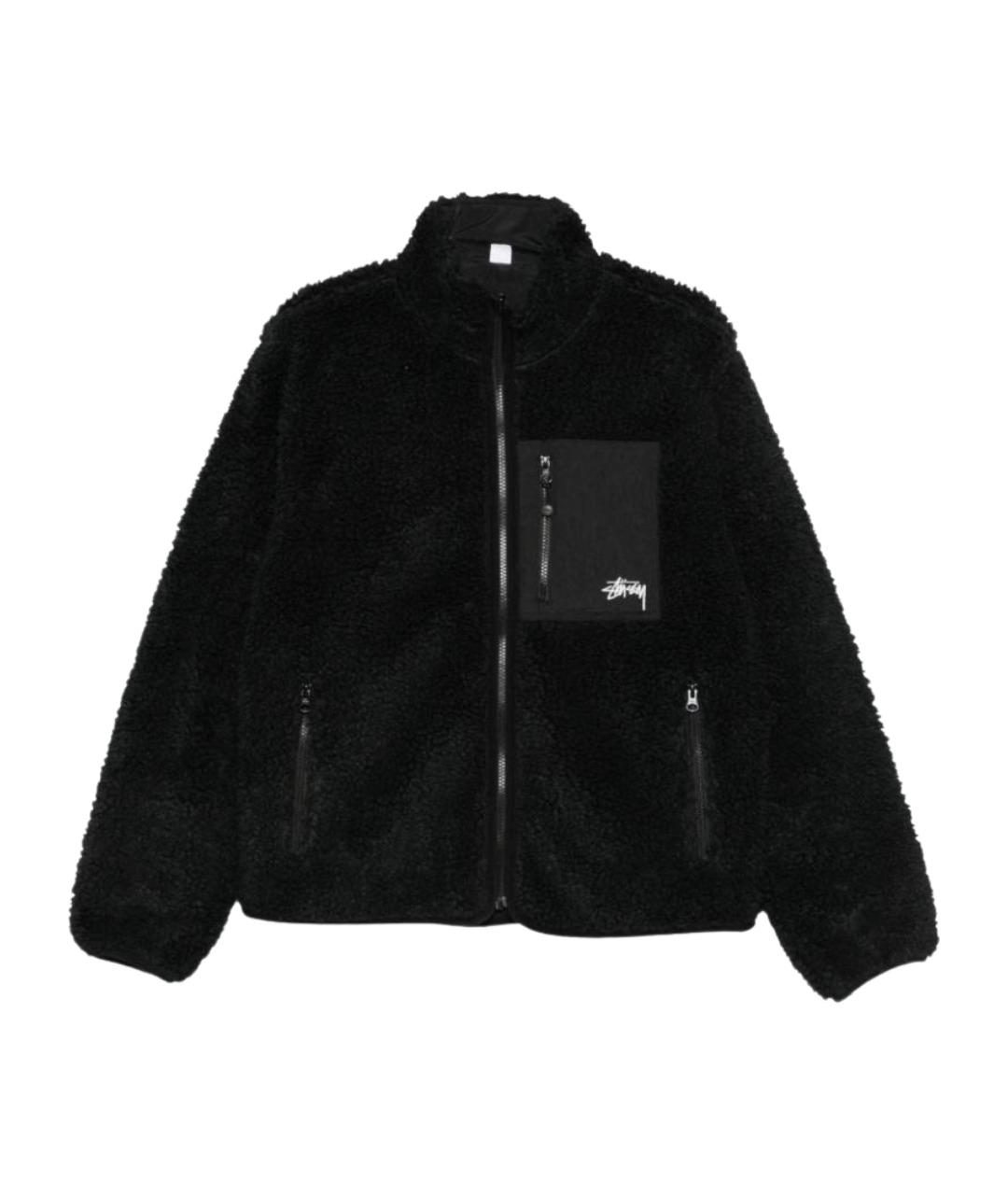 STUSSY Черное полиэстеровое пальто, фото 1