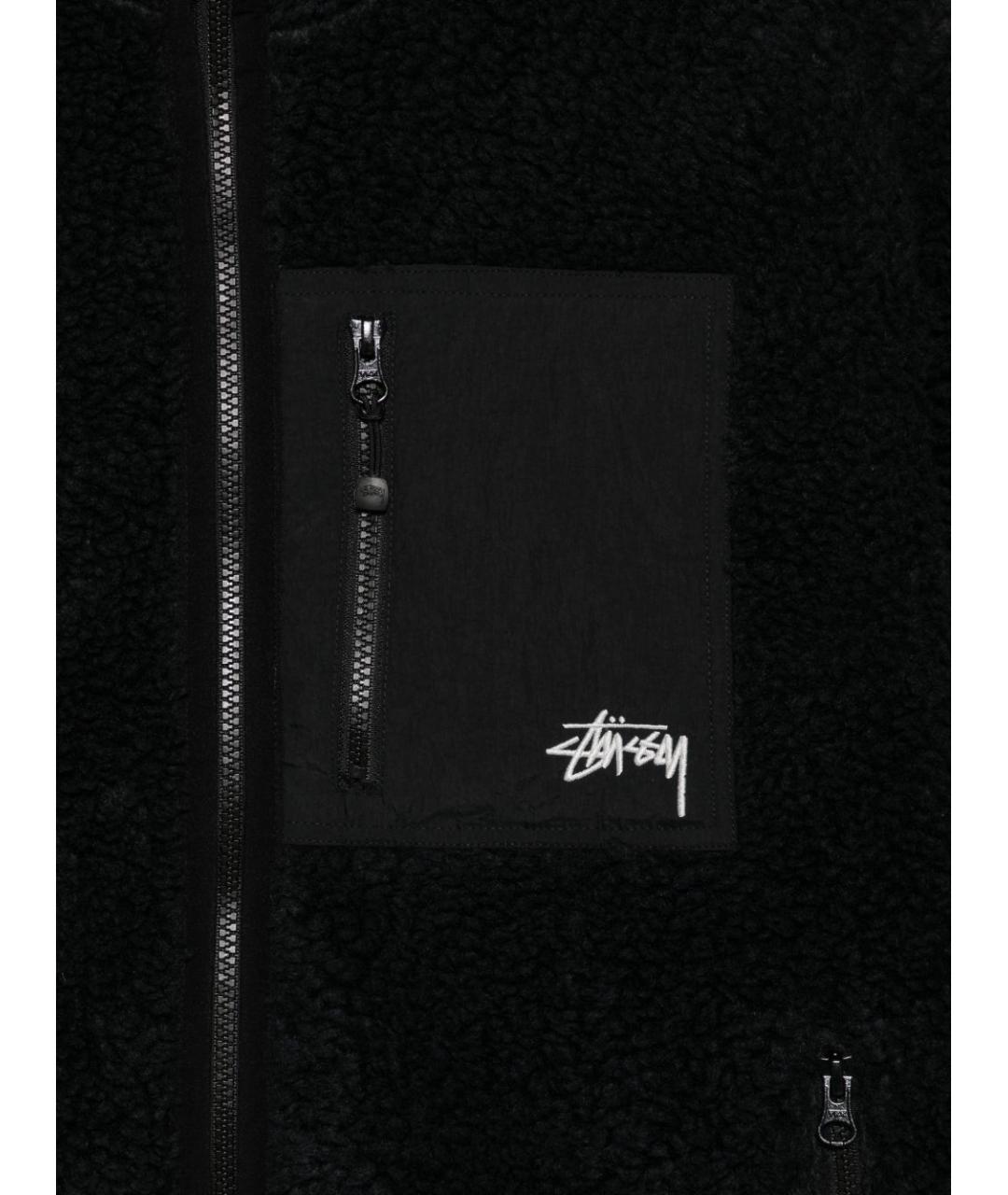 STUSSY Черное полиэстеровое пальто, фото 2