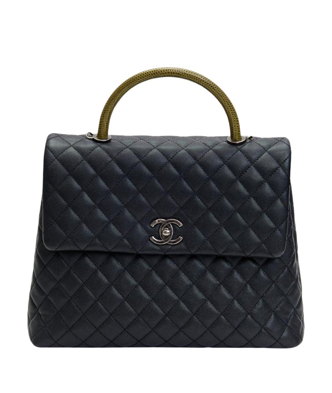 CHANEL Черная кожаная сумка с короткими ручками, фото 1