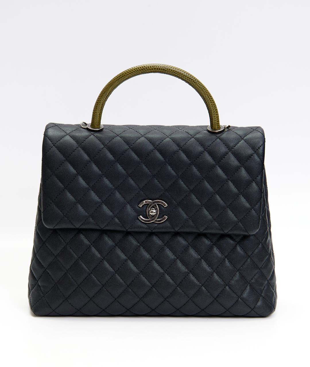 CHANEL Черная кожаная сумка с короткими ручками, фото 6